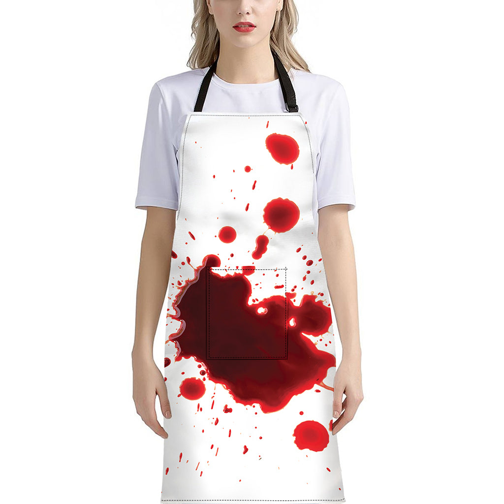 Blood Splashed Print Bib Apron With Pocket