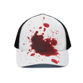 Blood Splashed Print Black Mesh Trucker Hat