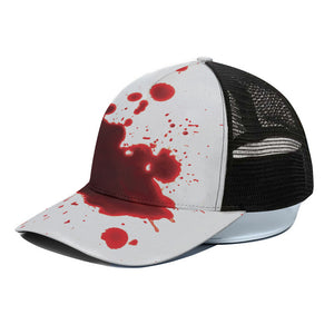 Blood Splashed Print Black Mesh Trucker Cap