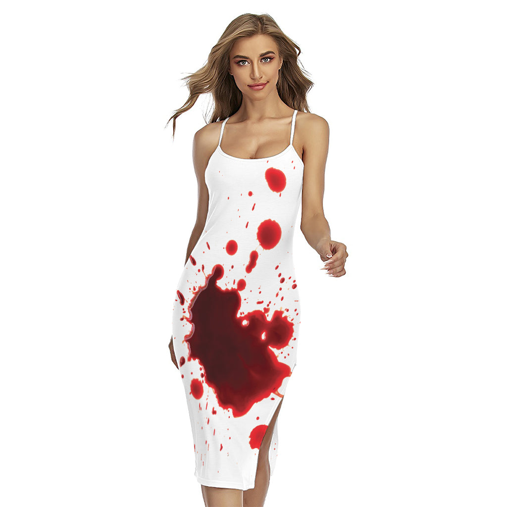 Blood Splashed Print Cross Back Cami Dress