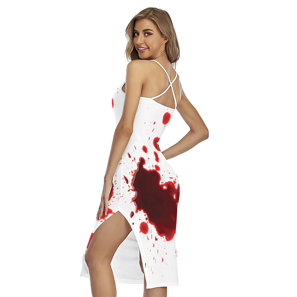 Blood Splashed Print Cross Back Cami Dress