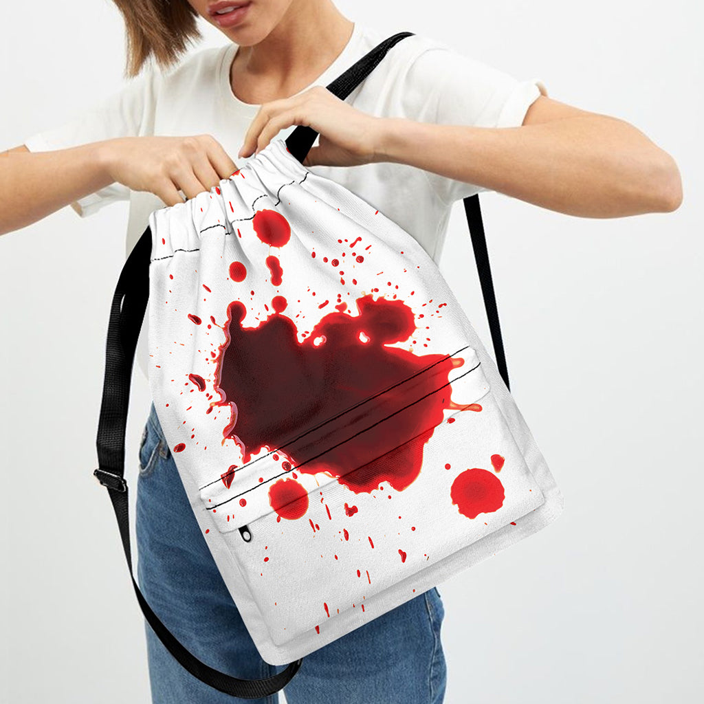Blood Splashed Print Drawstring Backpack