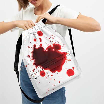 Blood Splashed Print Drawstring Backpack