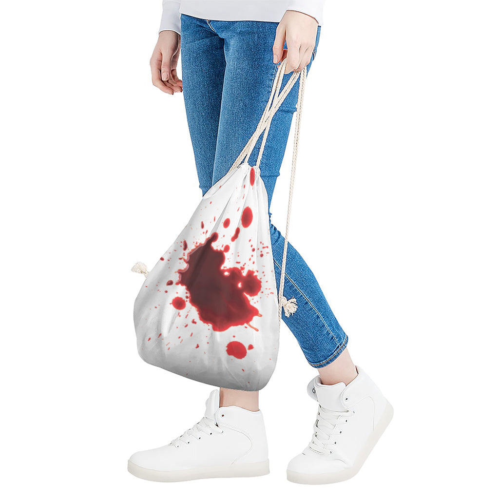 Blood Splashed Print Drawstring Bag