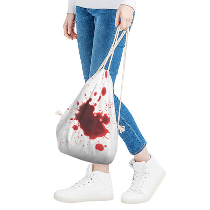 Blood Splashed Print Drawstring Bag
