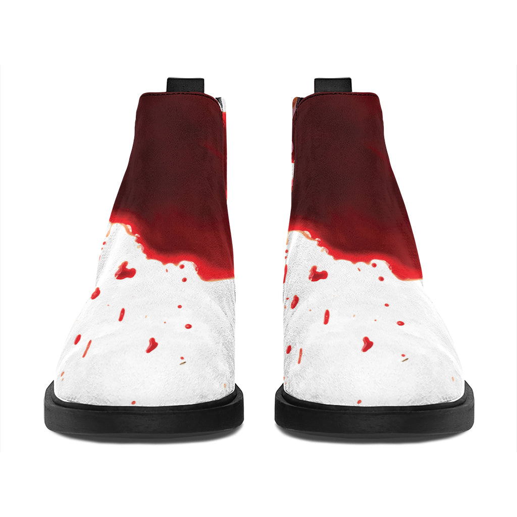 Blood Splashed Print Flat Ankle Boots