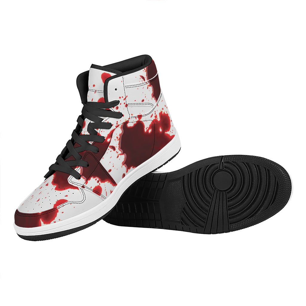 Blood Splashed Print High Top Leather Sneakers