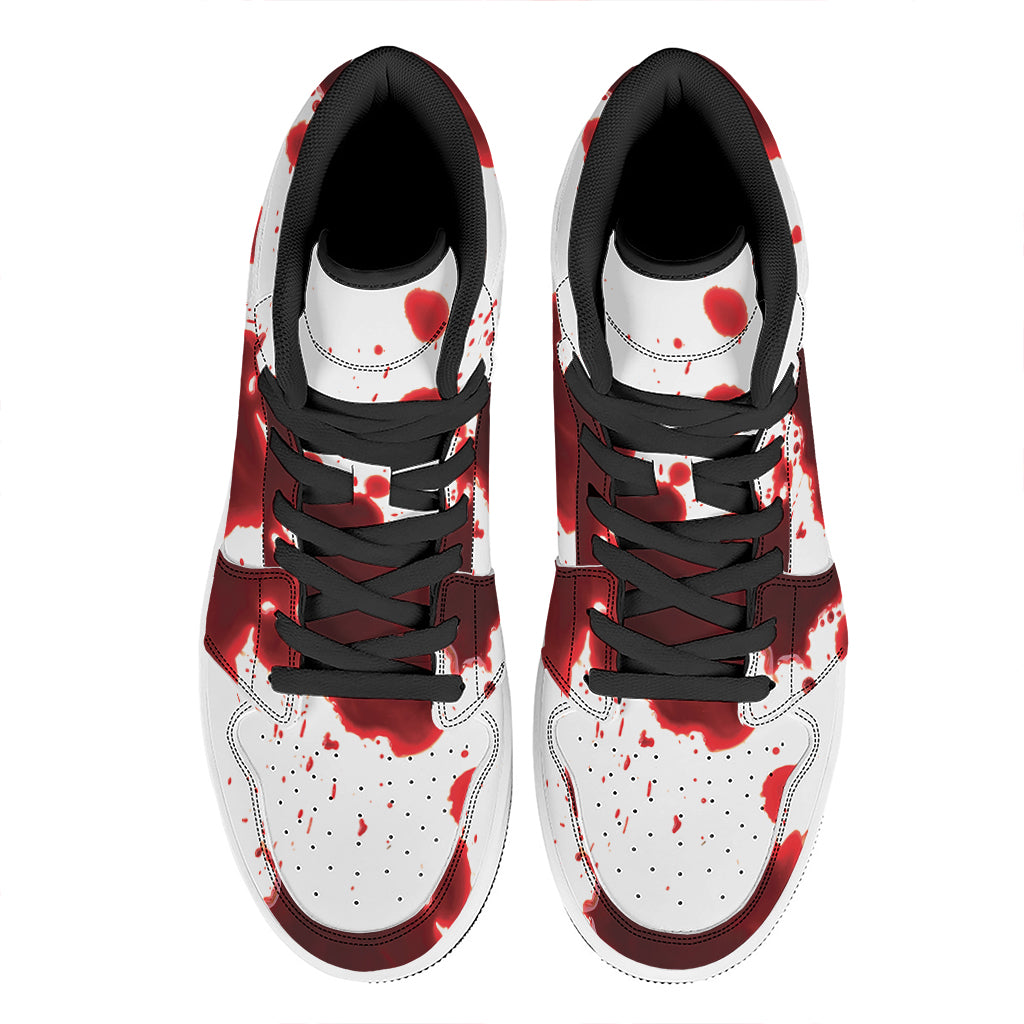 Blood Splashed Print High Top Leather Sneakers