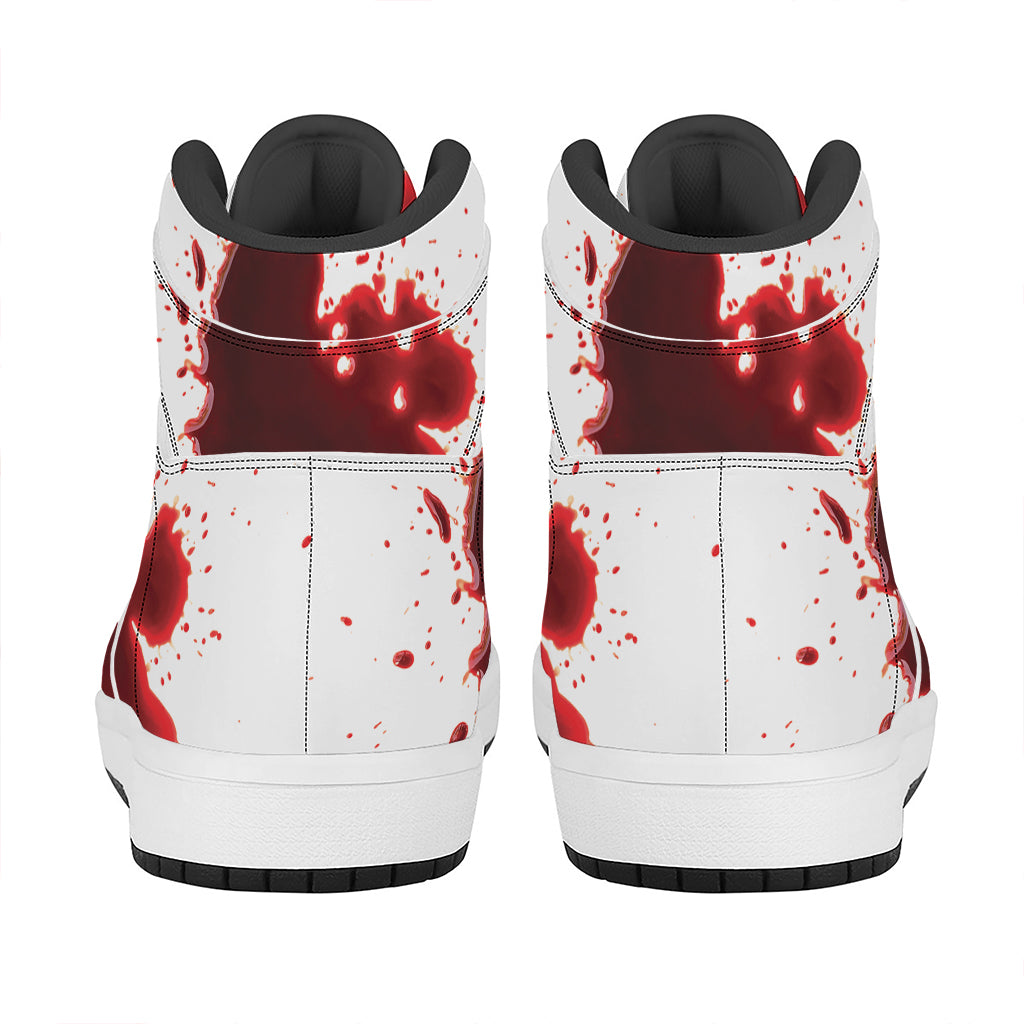 Blood Splashed Print High Top Leather Sneakers