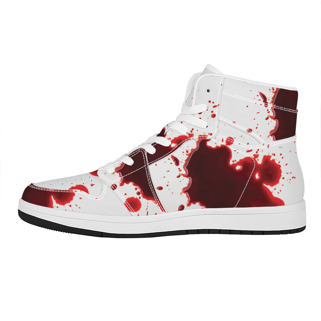 Blood Splashed Print High Top Leather Sneakers