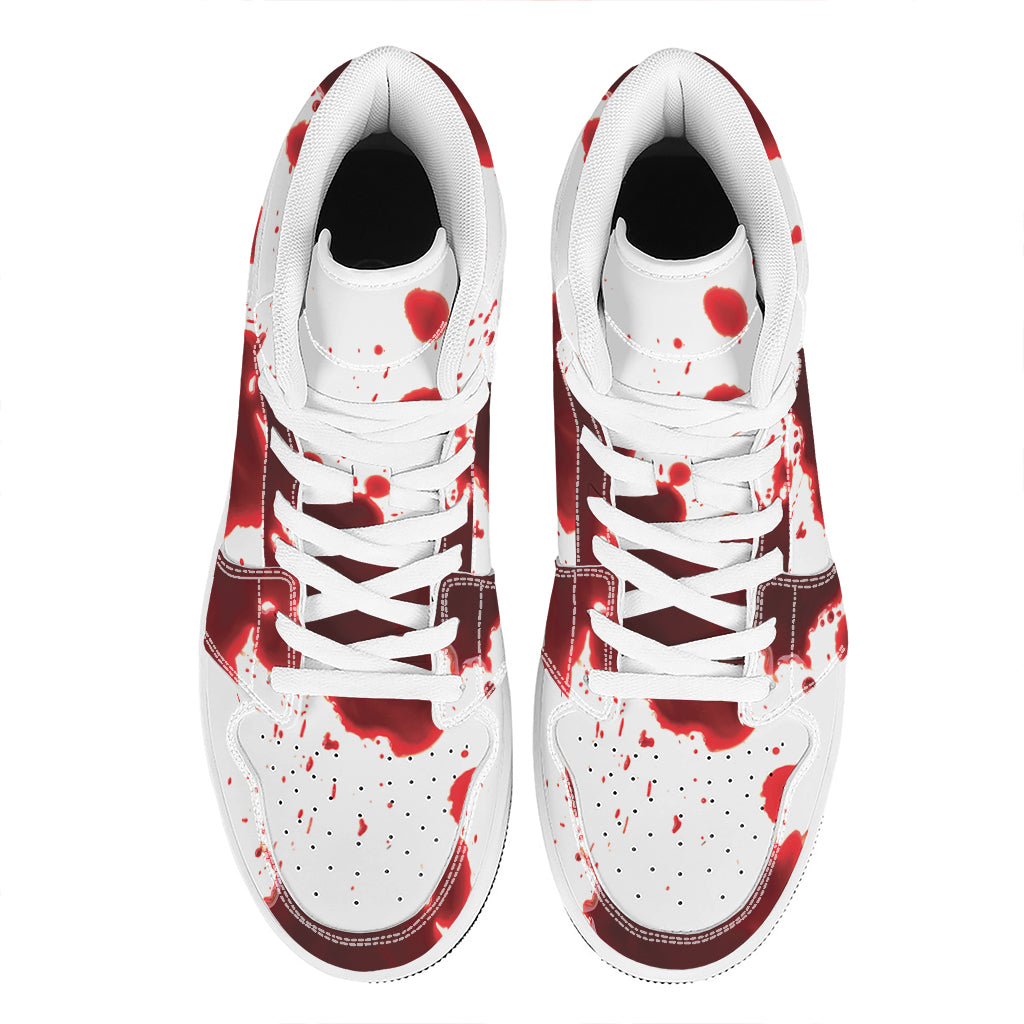 Blood Splashed Print High Top Leather Sneakers