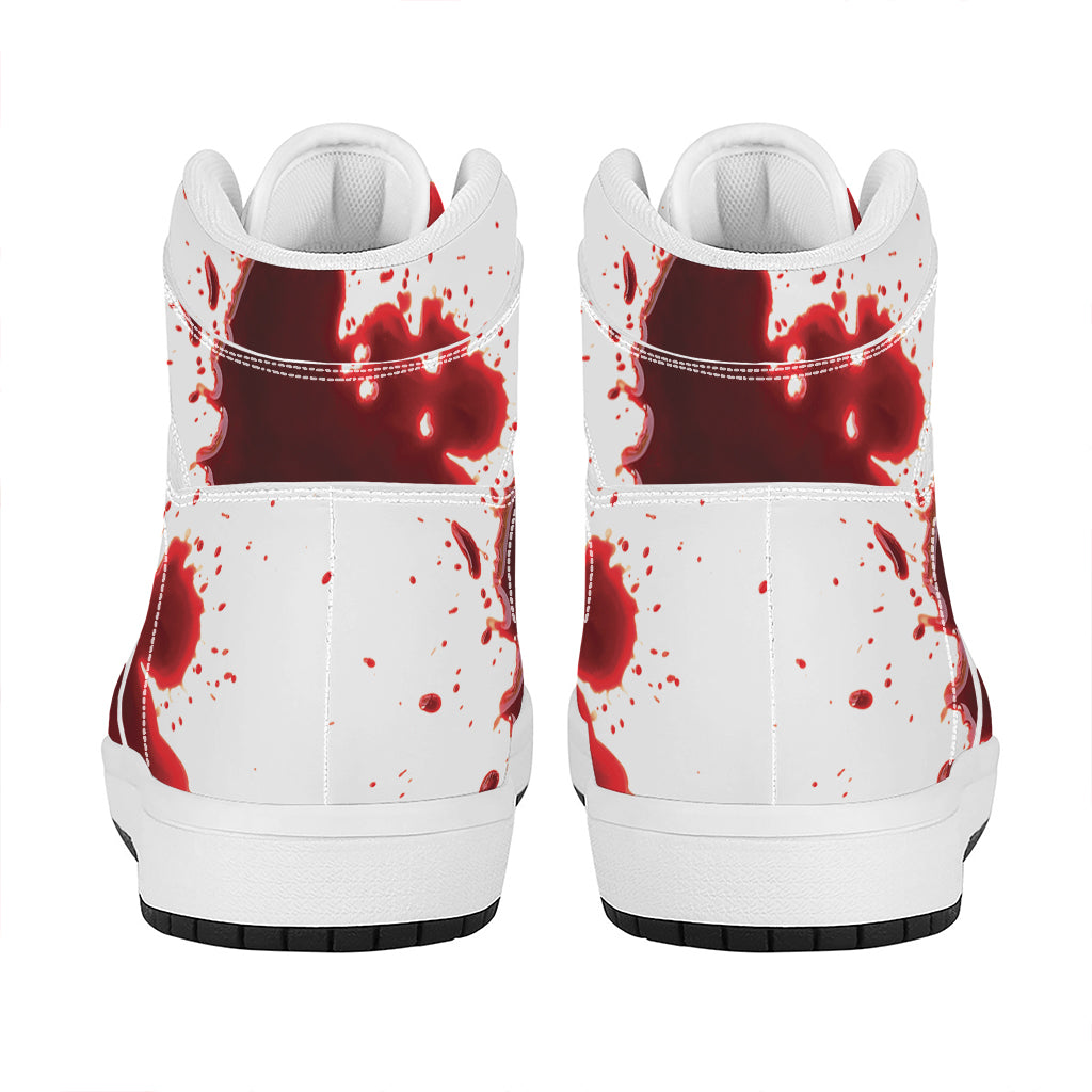 Blood Splashed Print High Top Leather Sneakers