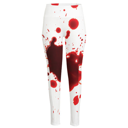 Blood Splashed Print High-Waisted Pocket Leggings