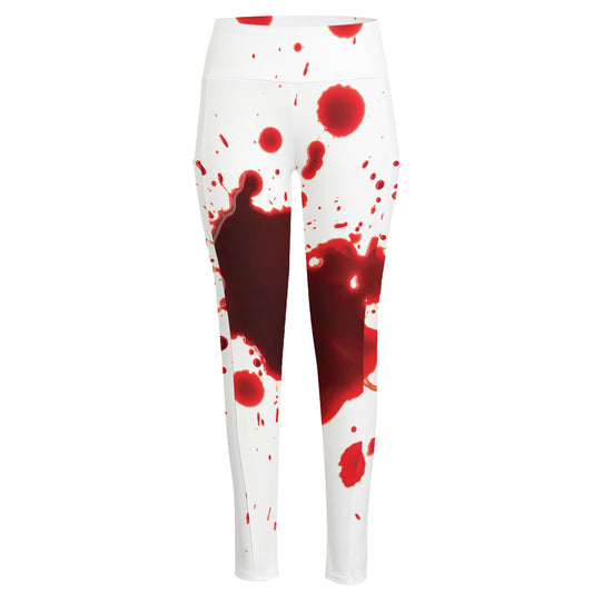 Blood Splashed Print High-Waisted Pocket Leggings