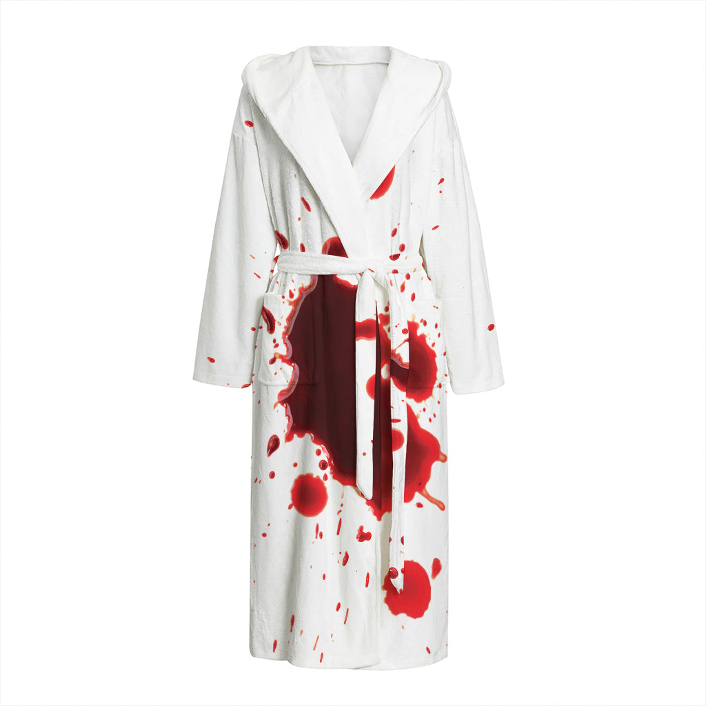 Blood Splashed Print Hooded Bathrobe