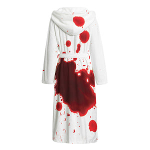 Blood Splashed Print Hooded Bathrobe