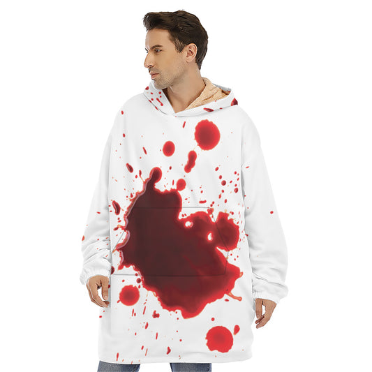 Blood Splashed Print Hoodie Blanket