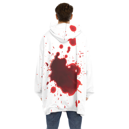 Blood Splashed Print Hoodie Blanket