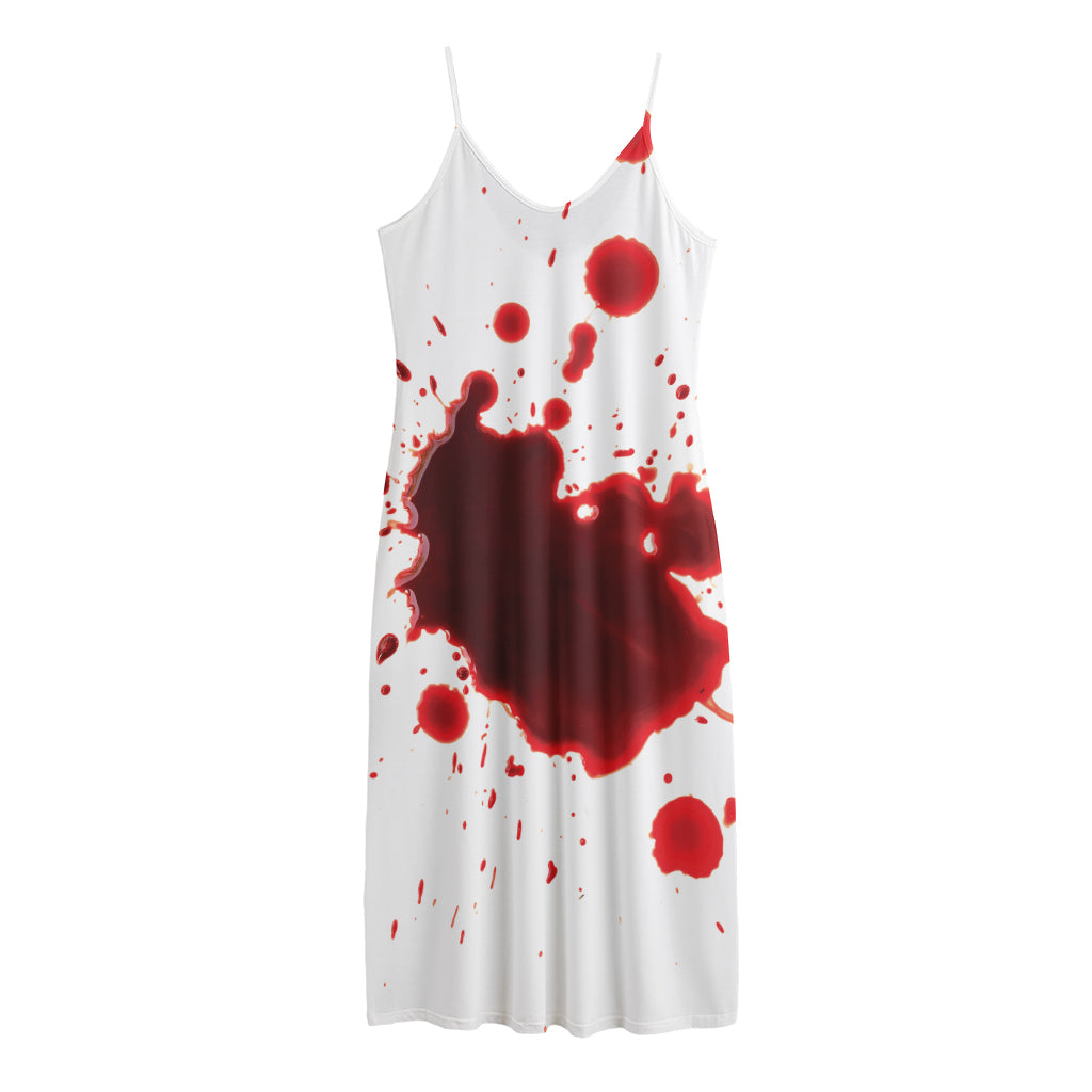 Blood Splashed Print Jersey Midi Cami Dress