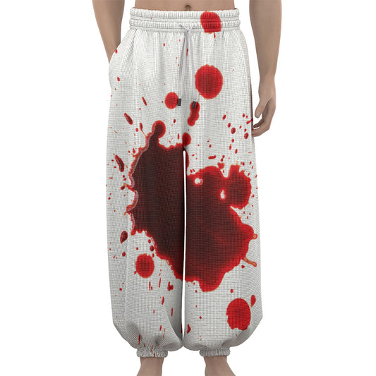 Blood Splashed Print Lantern Pants