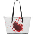 Blood Splashed Print Leather Tote Bag With Zipper