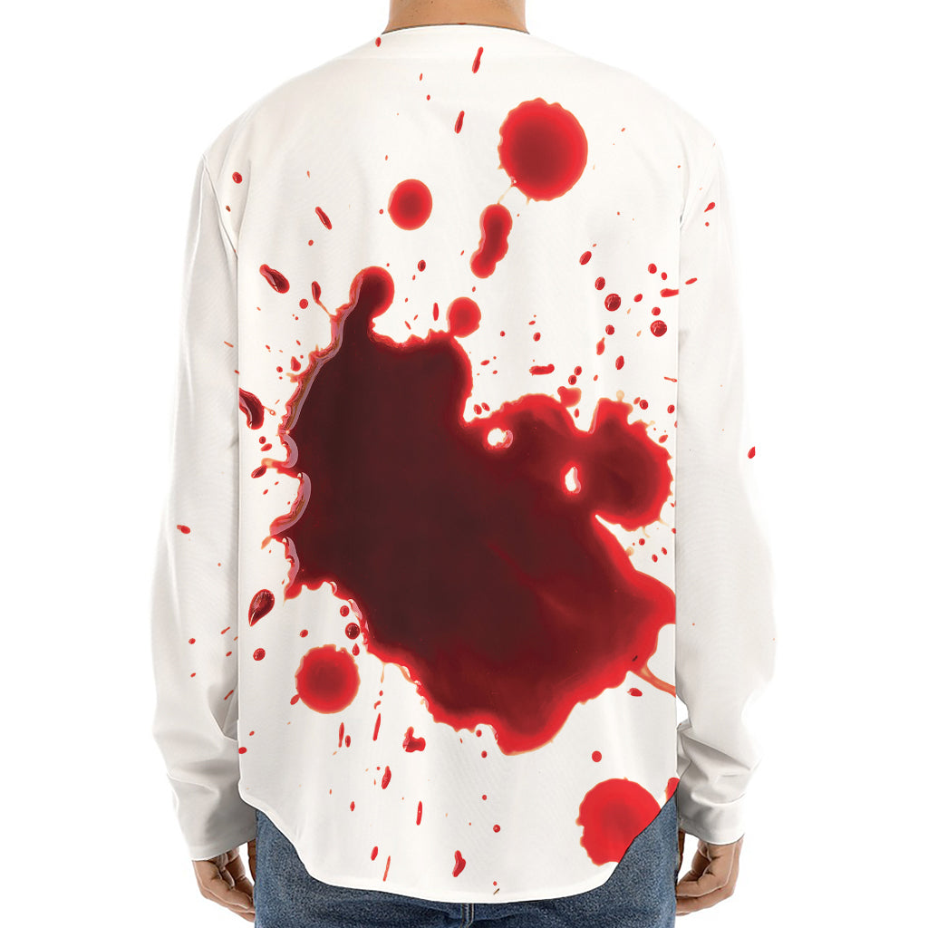 Blood Splashed Print Long Sleeve Baseball Jersey