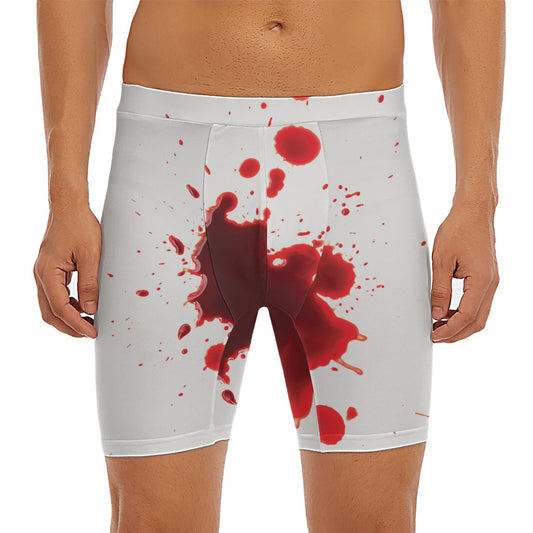 Blood Splashed Print Men's Long Boxer Briefs