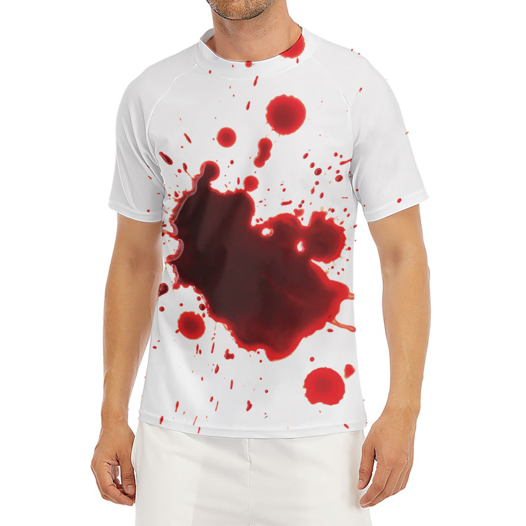 Blood Splashed Print Men's Short Sleeve Rash Guard