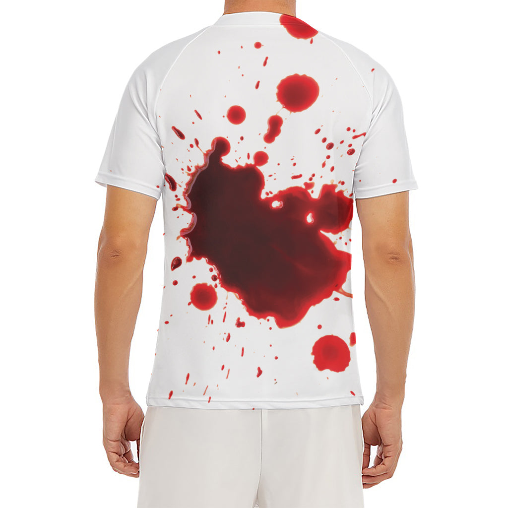 Blood Splashed Print Men's Short Sleeve Rash Guard