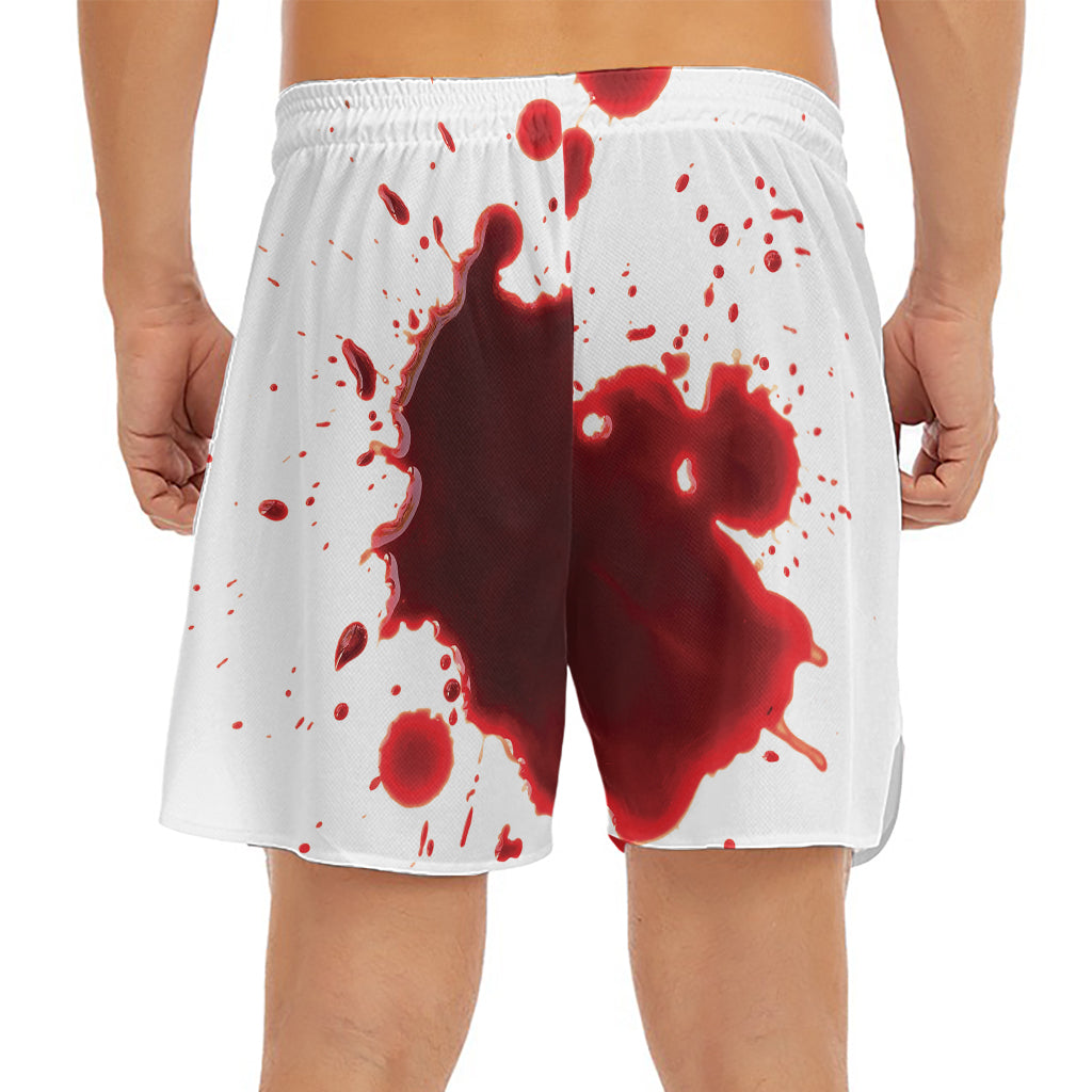 Blood Splashed Print Men's Split Running Shorts