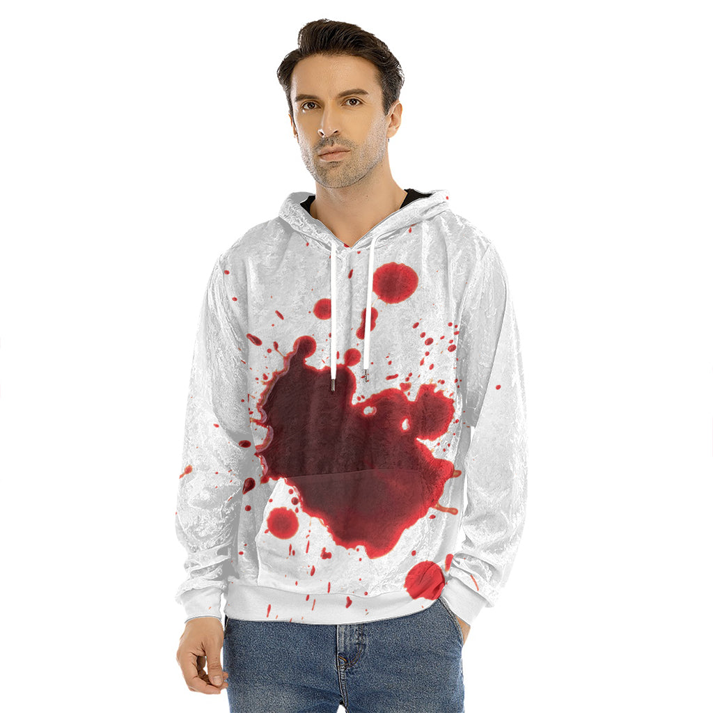 Blood Splashed Print Men's Velvet Pullover Hoodie