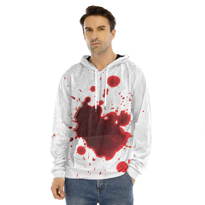 Blood Splashed Print Men's Velvet Pullover Hoodie
