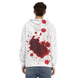 Blood Splashed Print Men's Velvet Pullover Hoodie