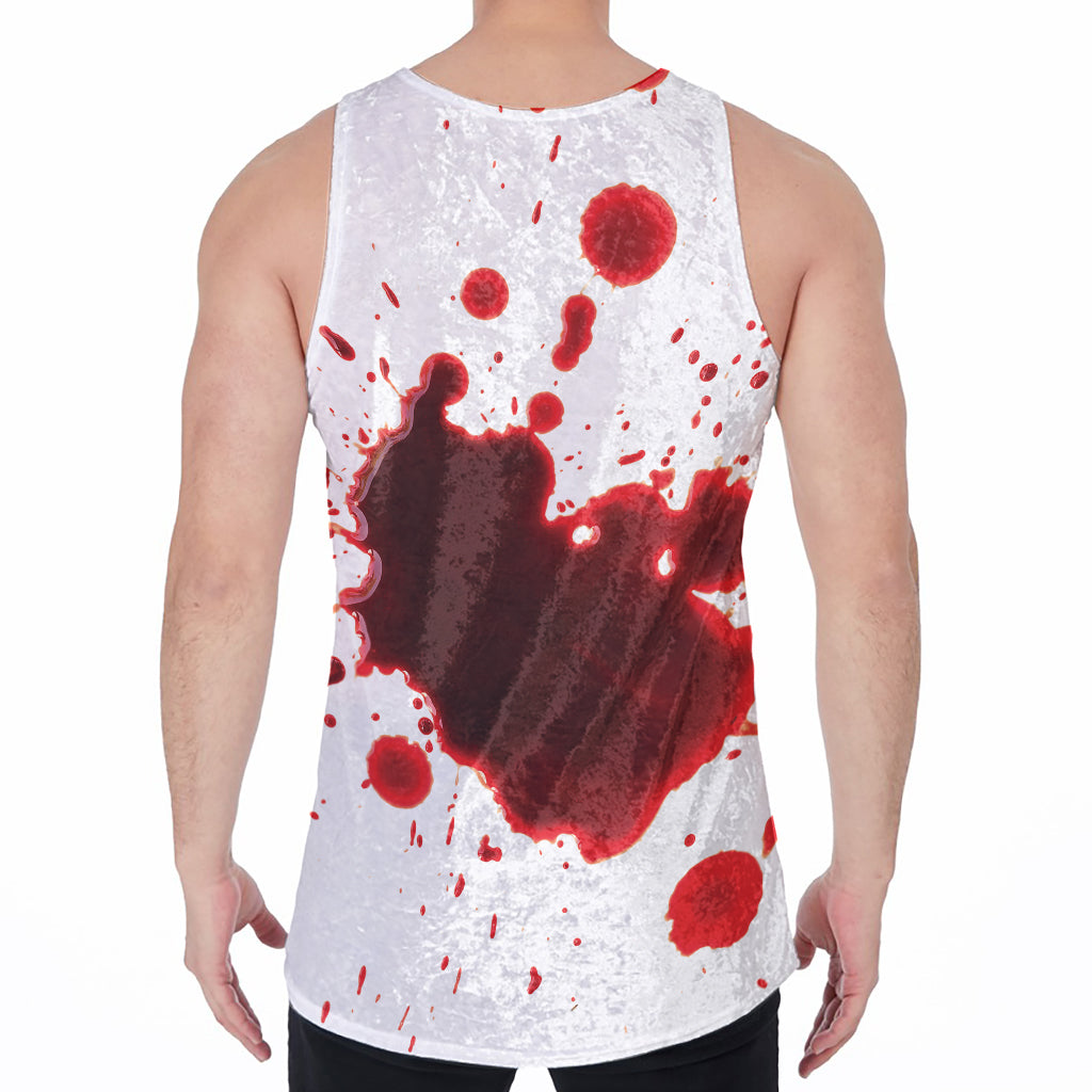 Blood Splashed Print Men's Velvet Tank Top