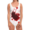 Blood Splashed Print One Piece Swimsuit