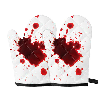 Blood Splashed Print Oven Mitts