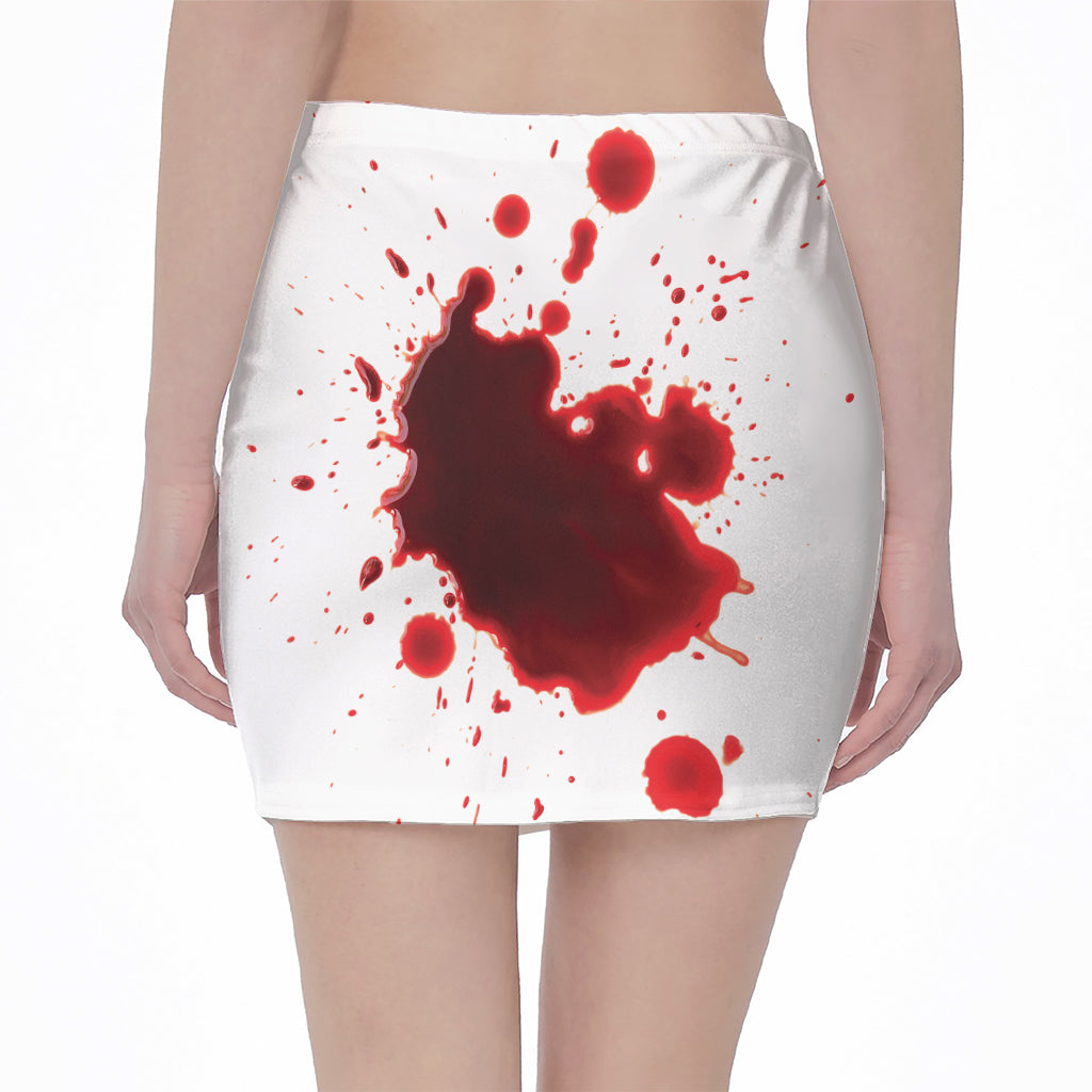 Blood Splashed Print Pencil Mini Skirt
