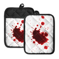 Blood Splashed Print Pot Holders With Pocket