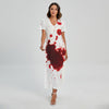 Blood Splashed Print Short Sleeve Maxi Dress