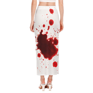 Blood Splashed Print Side Slit Maxi Skirt