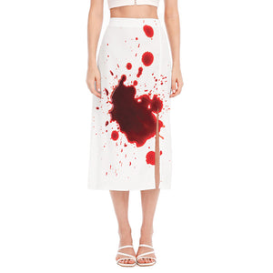 Blood Splashed Print Side Slit Midi Skirt