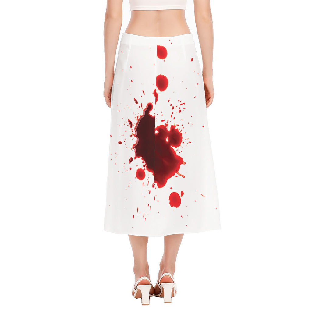 Blood Splashed Print Side Slit Midi Skirt