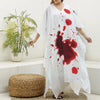 Blood Splashed Print Silk V-Neck Kaftan Dress