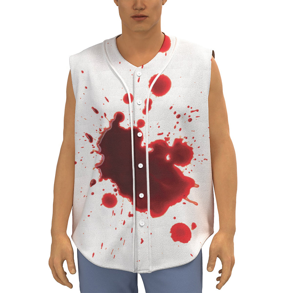 Blood Splashed Print Sleeveless Baseball Jersey