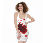 Blood Splashed Print Sleeveless Bodycon Dress