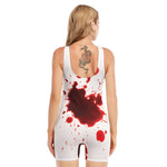 Blood Splashed Print Sleeveless One Piece Swimsuit