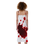 Blood Splashed Print Slim Fit Midi Cami Dress