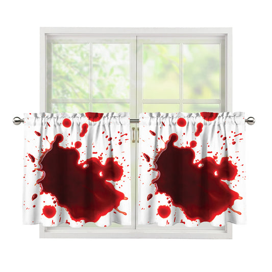 Blood Splashed Print Tier Curtains