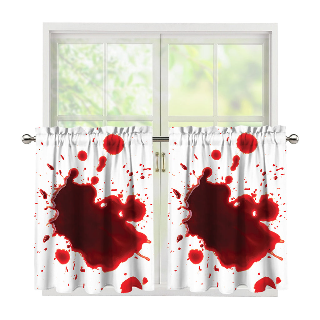 Blood Splashed Print Tier Curtains