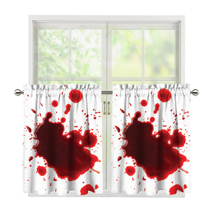 Blood Splashed Print Tier Curtains